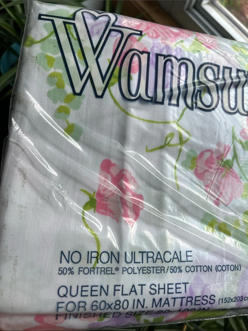 Vtg NIP Wamsutta Floral Sweet Pea No Iron Ultracale Queen Flat Sheet Made USA